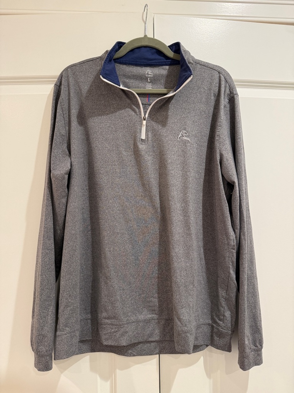 Rhoback Men's Gray Quarter-Zip Pullover with Navy Collar